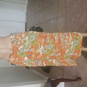 Boca Classics Island m wear deep slit maxi abstract village scene